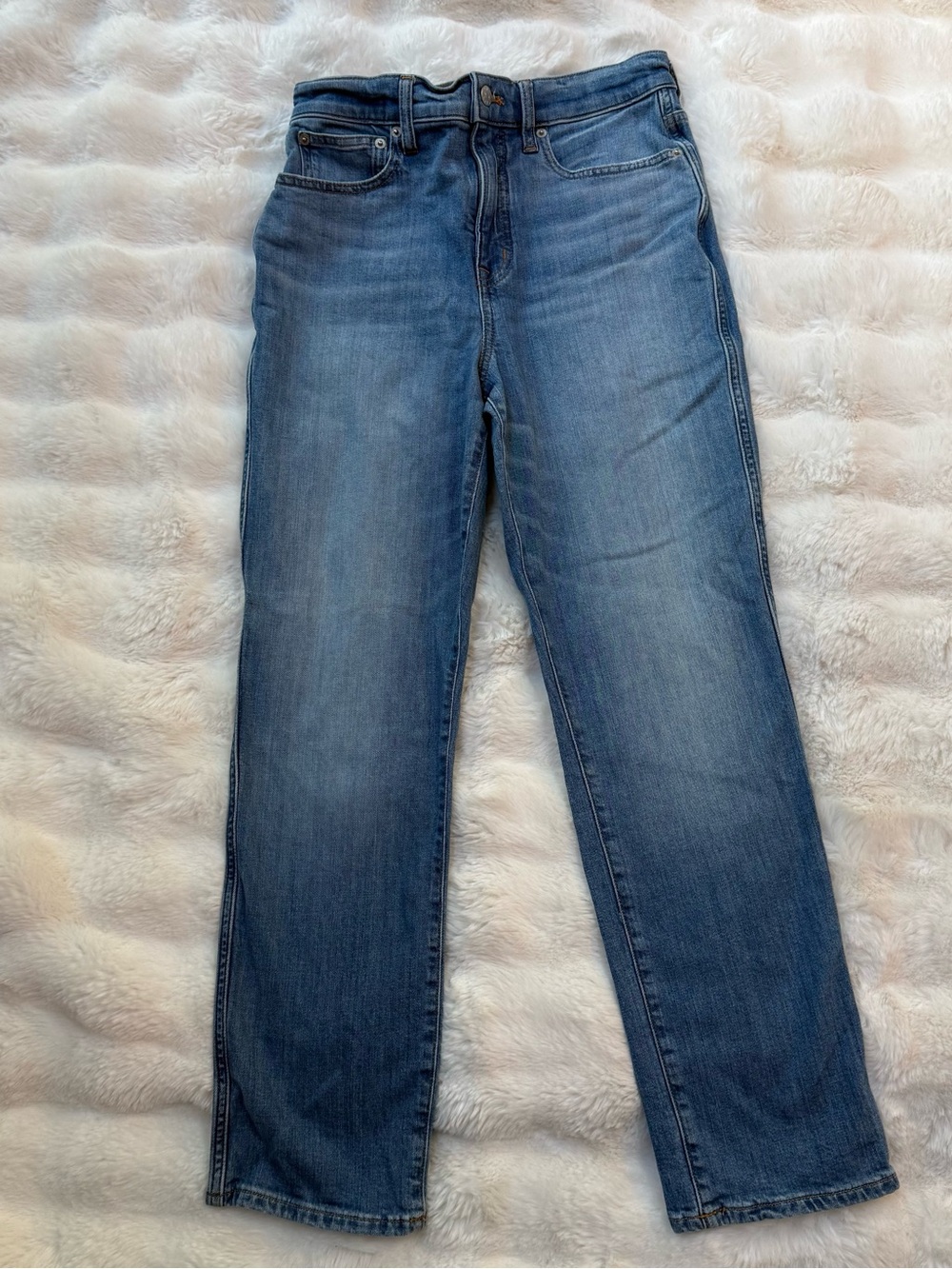 J. Crew Hig Rise Classic Vintage Women's Straight-Leg Jeans in Medium Blue Wash